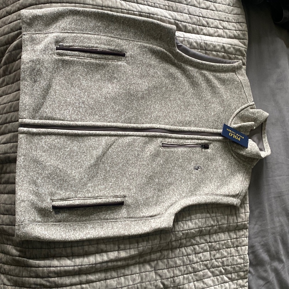 Mens polo sweater zip up vest